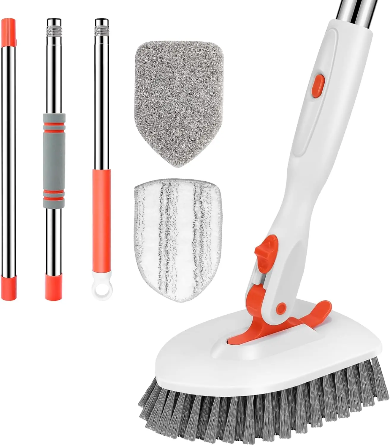 SetSail 3-in-1 Shower Scrubber Brush – 52" Adjustable Long Handle with 3 Replaceable Heads for Tile, Tub & Bathroom Cleaning