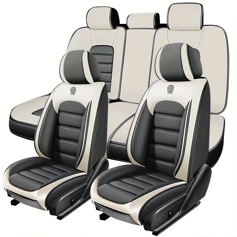 5-Seat Nappa Leather Breathable Perforated Airflow Car Seat Covers Full Set, Full-Surrounded Front & Back Cushion Protector for Cars/SUV/Trucks with All-Round Protection, Car Seat Covers Front Seats