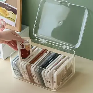 New Transparent Large Capacity Storage Box with Lid, Dust-Proof Stackable Desktop Organizer, Acrylic Multi-Purpose Container