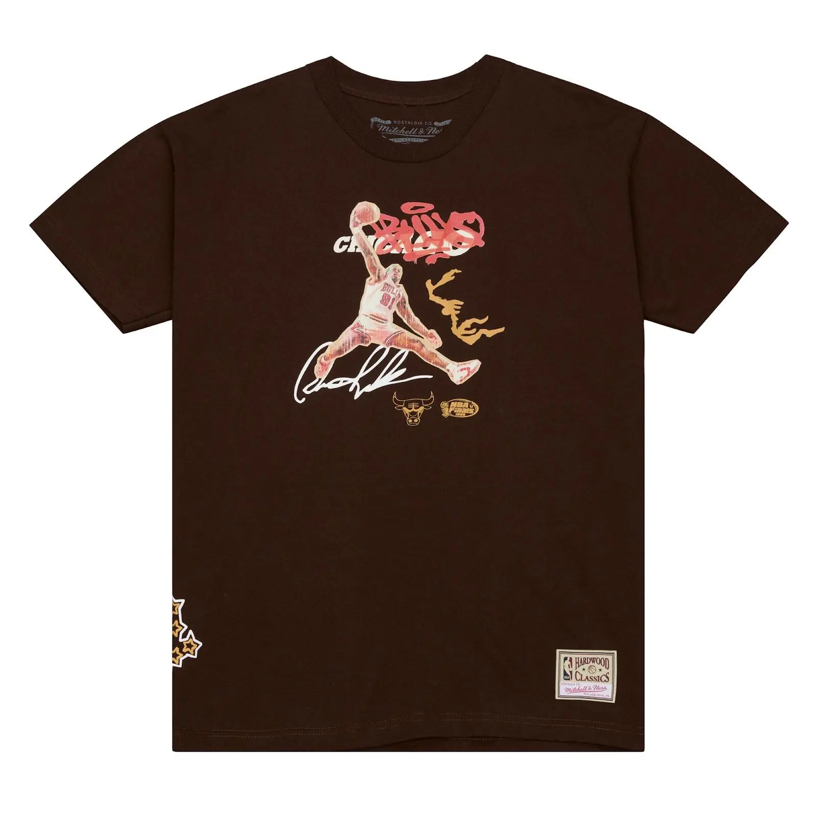 Dennis Rodman Chicago Bulls Brown Don't Mean a Thing Without the Ring Heritage T-Shirt NBA Throwback Tee Graphic Vintage Fan Gear Mitchell & Ness