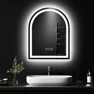 20x16 Inch Arched Mirror with Lights, LED Small Wall Mirror, Backlit/Front, Dimmable 3 Color, Memory, Anti-Fog, Tempered, IP54, Vertically Only, UL Recognized