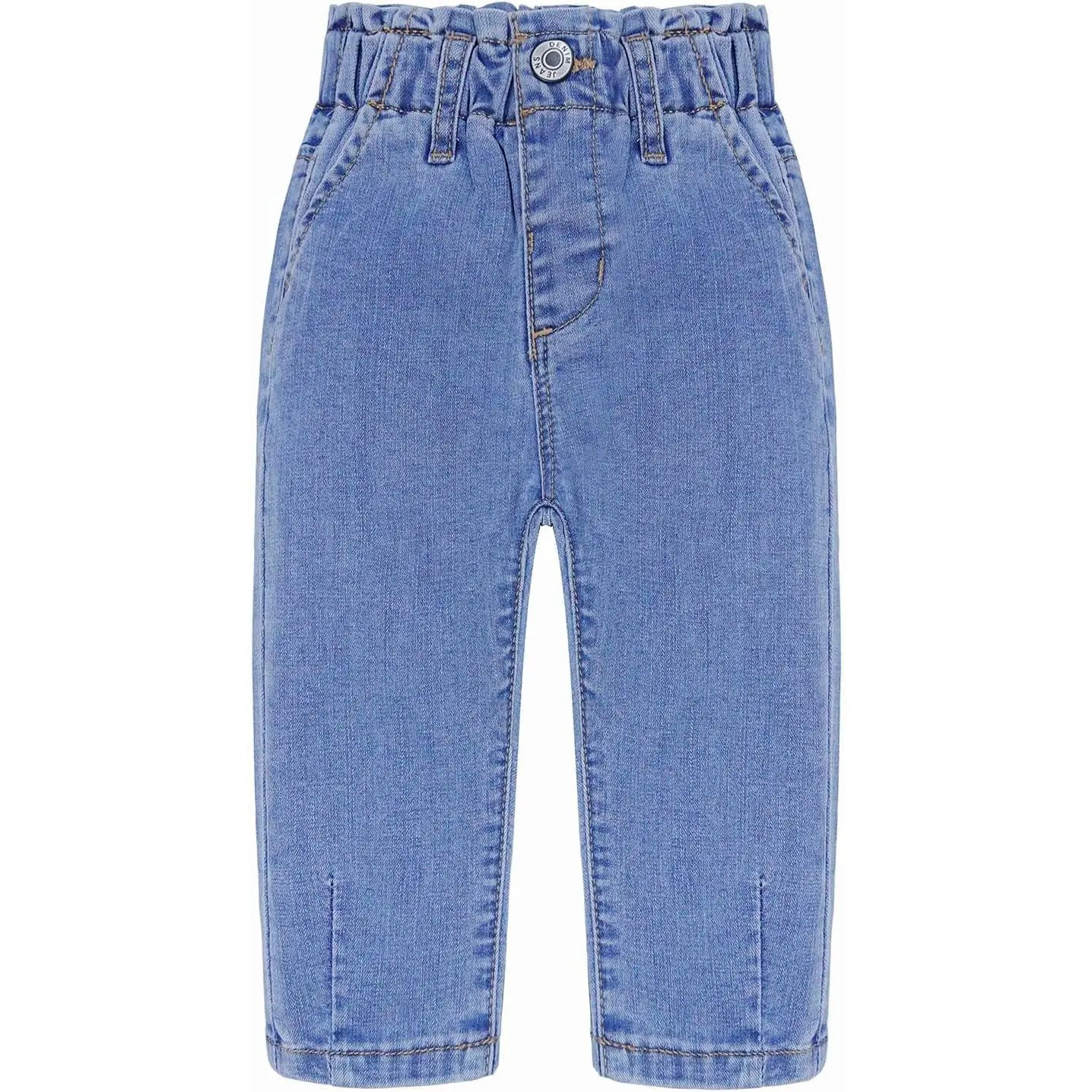 Kidscool Space Unisex Toddler Elastic Waist Jeans - All-Season Denim Fabric, Ripped Distressed Light Wash, Slight Stretch Pants (9M-5T)