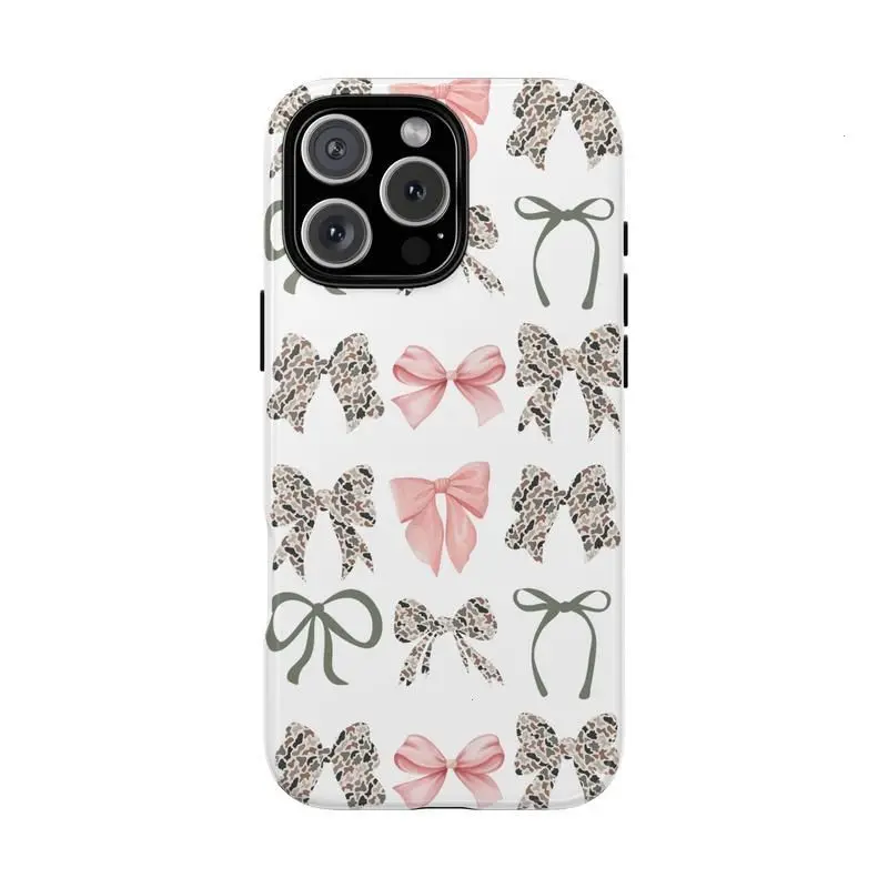 Camo Bow Tough Cellphone Casing - Mother's Day Gift Accessory Compatible with iPhone 17,16,15,14,13,12,11 & Samsung Galaxy S25, Accessories