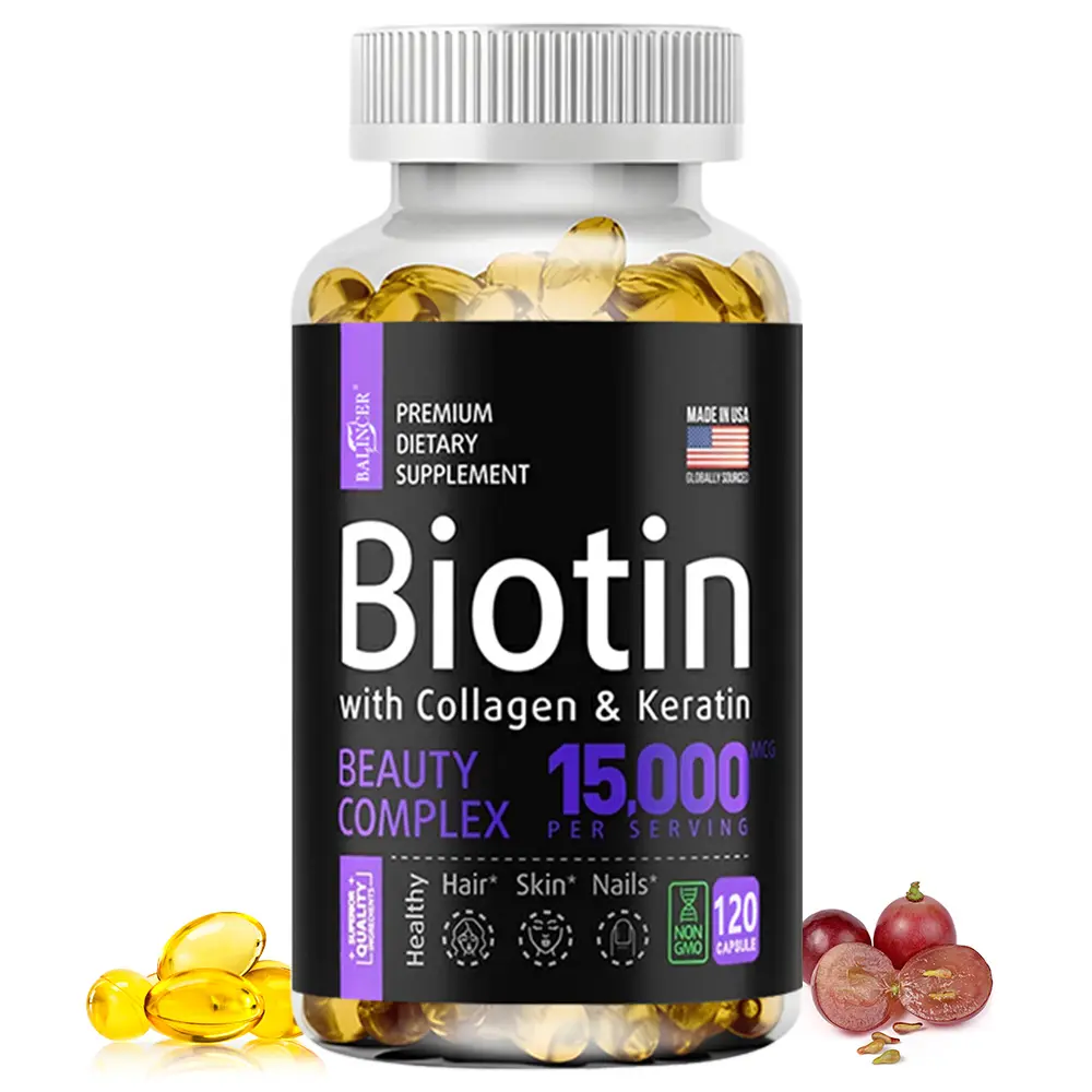Balincer Biotin with Collagen & Keratin - Hair, Skin & Nails Support (120 Capsules)