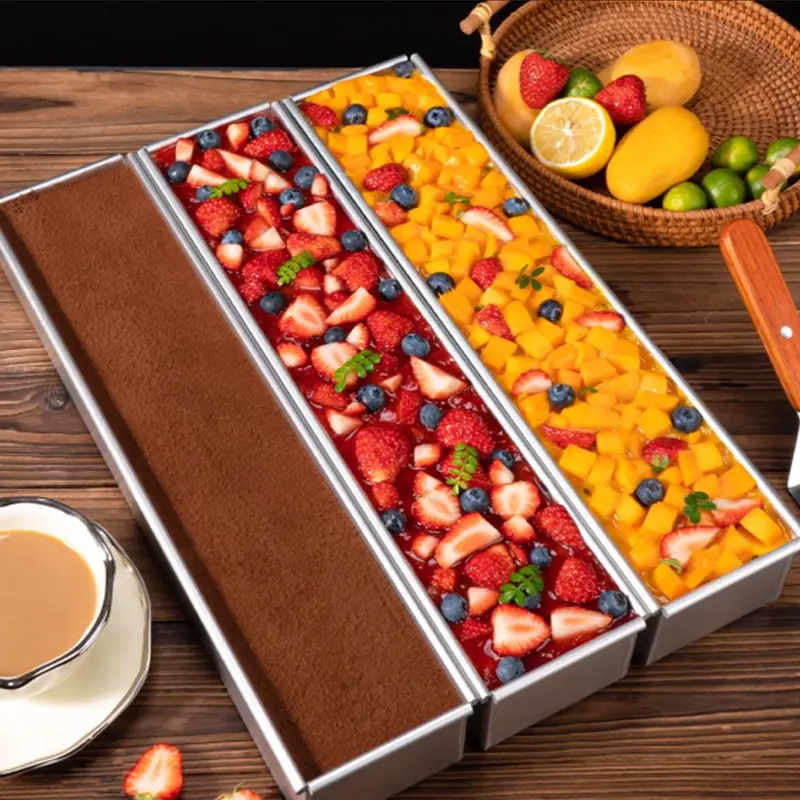 Aluminum Stainless Steel Tiramisu and Cheesecake Baking Pan - Rectangular with Removable Dividers, Stable Base, Perfect for Making Mousse Cakes - Durable Kitchen Essential, Handcrafted, Movable Buckle, Baking Supplies, Bakeware, Molds