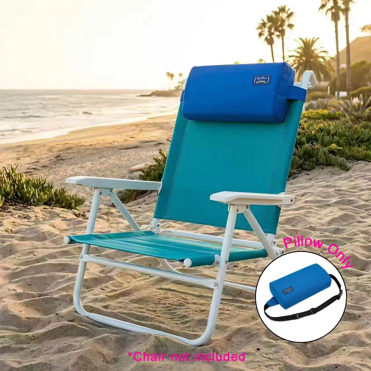 surfgear 3-in-1 Beach Chair Pillow (Chair not included ) ,ersal Headrest & Lumbar Support Cushion, Quick-Dry Non-Inflatable Beach Chair Head Pillow, Adjustable Strap Beach Chair Accessory for Camping & Beach Lightweight Ergonomic Travel