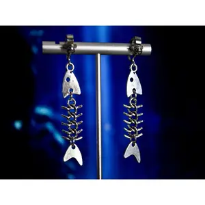 Fish Bones Clip On Earrings