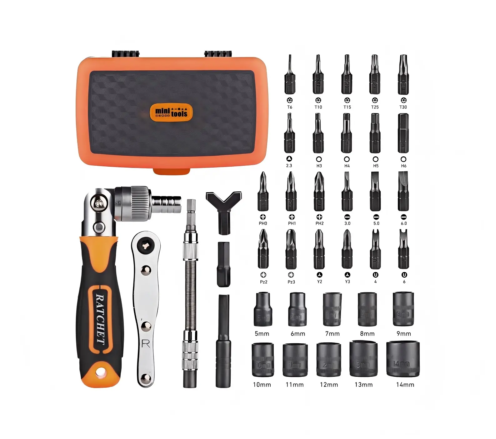 38-in-1 Ratcheting Screwdriver Set with Magnetic Bits, 180° Adjustable Handle, Flexible Shaft Extension, Mini Repair Tool Kit for Electronics, Furniture, Bike, Camera & DIY Home Repair