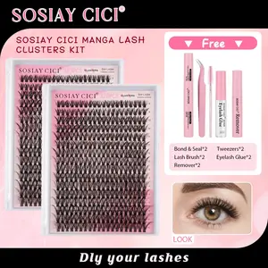 SOSIAY CICI Volumizing 40D Curled Single Lashes 320 Pieces Comic Book Lash Kit | DIY Eyelash Extension Kit, includes free glue and makeup remover, suitable for beginners, a must-have for HALIDAYHAUL dates.