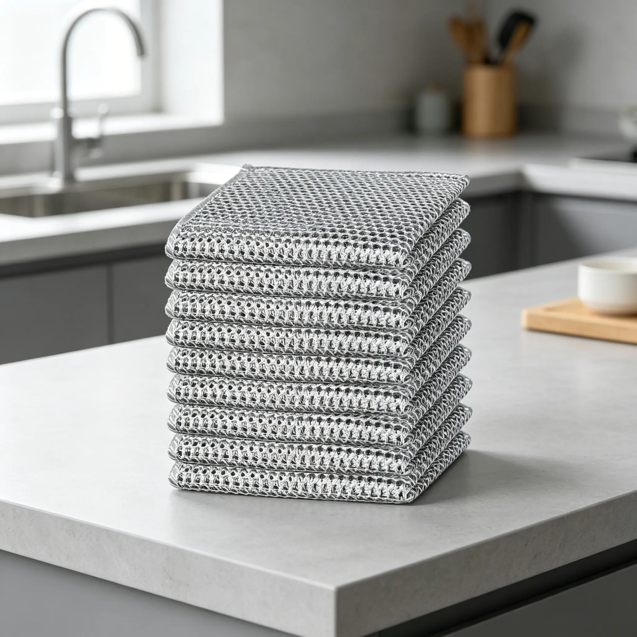 20-Pack Premium Non-Scratch Dish Scrubbers - Heavy-Duty Stainless Steel Cleaning Pads for Pots, Pans, Sinks - Reusable, Machine-Washable Double-Layer Multi-Use Kitchen Cleaning Cloths
