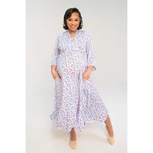 Lila Labor & Postpartum Gown in Rainbow