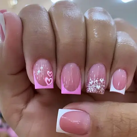 Heart Pattern Fake Nails with Nail File & Tape, 24pcs Removable False Nails for Women Girls Nail Art, Effortless Press on Nails Manicure Set, DIY Fake Nails, Fake Nails Kit
