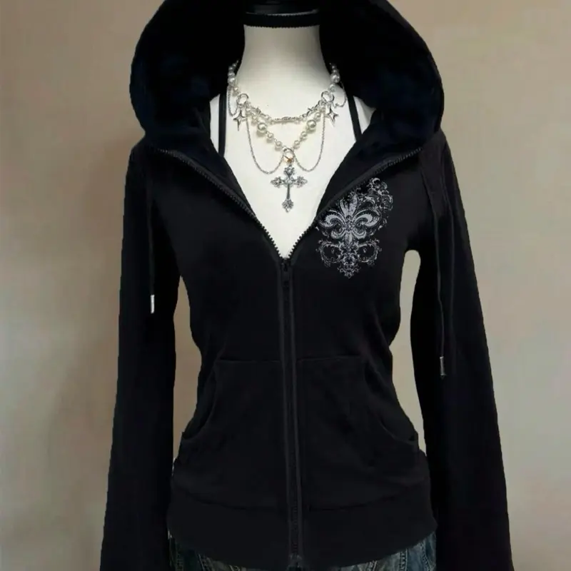 black and red designer zip up hoodie - TikTok Shop