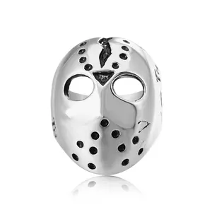 jonline24h Polished Stainless Steel Men's Womens Hip Hop Ring, Halloween Jason Mask Band, Punk Rock Silver Black