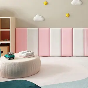 5-Piece Soundproof Self-Adhesive Wall Panels, Removable Peel and Stick Wallpaper Designs DIY Decor, Soft Wall Panels for Bed Head Background, TV Background, Living Room, Easy to Use