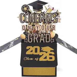 Luxury Gold Graduation Memorial Gift Box, 2026 Diploma Envelope Set, 3D Pop-Up Display Box, Graduation Congratulations Card