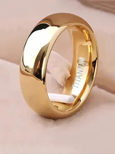 6mm Wide Ring - Gold Tone, Modern Minimalist Style, Durable Versatile Jewelry For Weddings, Valentine's Day, Graduation, Anniversaries, Unisex, Crafted With Quality Simulated Gems, Fashionable Accessories, Couple Rings