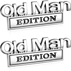 2Pack Old Man Edition Car Emblem - 3D Metal Badge for Car, Truck, SUV, Old Man Edition Automotive Decals, Zinc Alloy