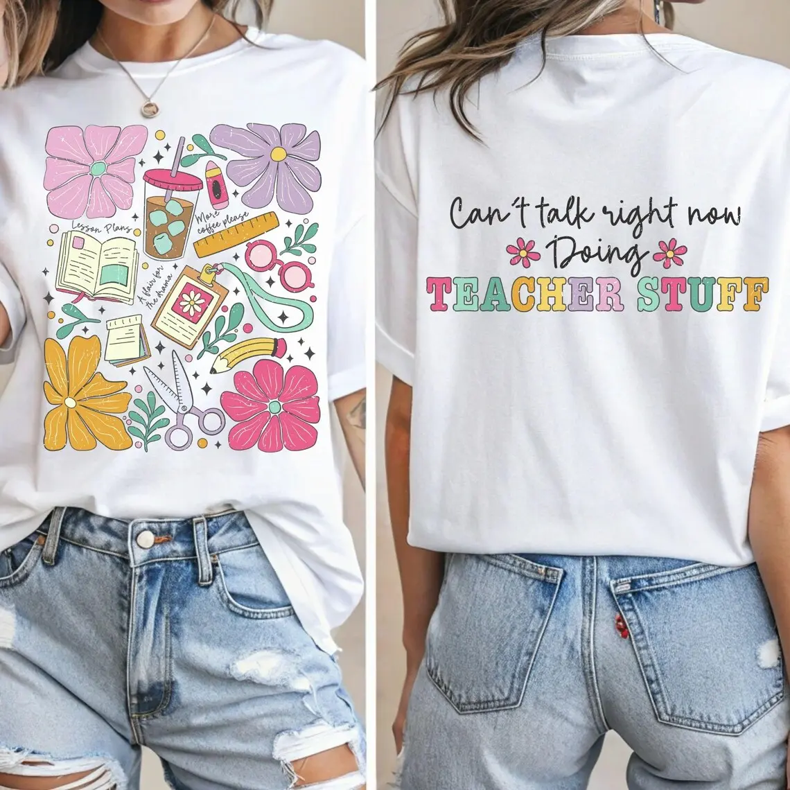 Teacher Shirt,Can’t Talk Right Now Doing Teacher Stuff Shirt,Back to School Shirt, retro teacher Shirt,funny teacher Shirt, teacher doodles Shirt