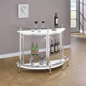 Striking White Glass Top Bar Cabinet, Modern Storage Solution, Sideboard Buffet for Tool Organization and Rack & Bar Storage, Modern Storage Cabinet, Sideboard Buffets Cabinet