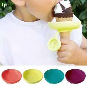Colorful Drip Free Popsicle Holder Silicone Freeze Ice Popsicle Holders Reusable Mess-Free Anti-drip Ice Cream Tray For Kids Kitchen Gadgets