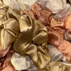 3PKSilk Elegant Ponytail Holders in Gold and Rose Gold Colors for Stylish Hair Accessory