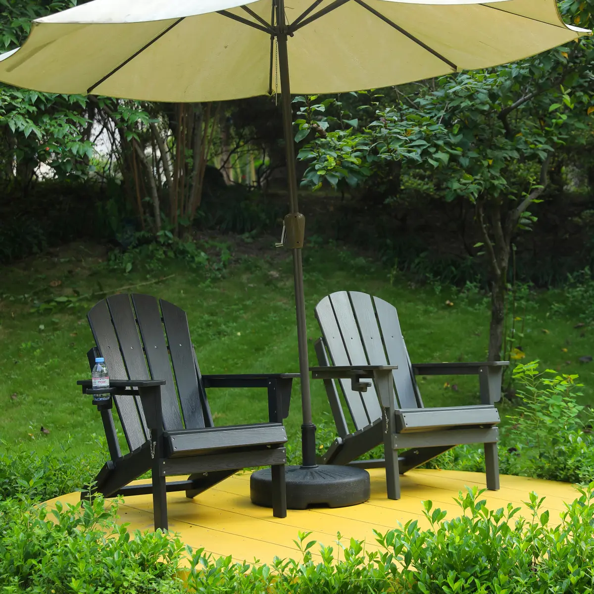 Folding Adirondack Chairs Patio Lawn Chairs Outdoor Chair Fire Pit, Weather Resistant with Cup Holder for Deck Backyard Garden