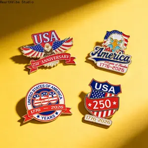 2026 USA 25th Anniversary Commemorative Brooch, Patriotic Eagle Independence Day Metal Badge Pin, Vintage Celebration Lapel Accessory for July 4th Party Outfit Gift Collectible Decor
