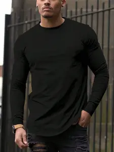 Men's Heather Long Sleeve Compression Shirt, Quick Dry Athletic Base Layer, Rash Guard for Gym Running Training, Sports Tops