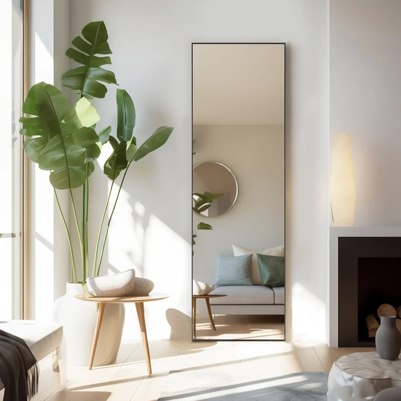 CONCETTA BLACK, GOLD, 2 SIZE Rectangle Full Length Mirror, Full Body Standing Mirror Floor Mirrors