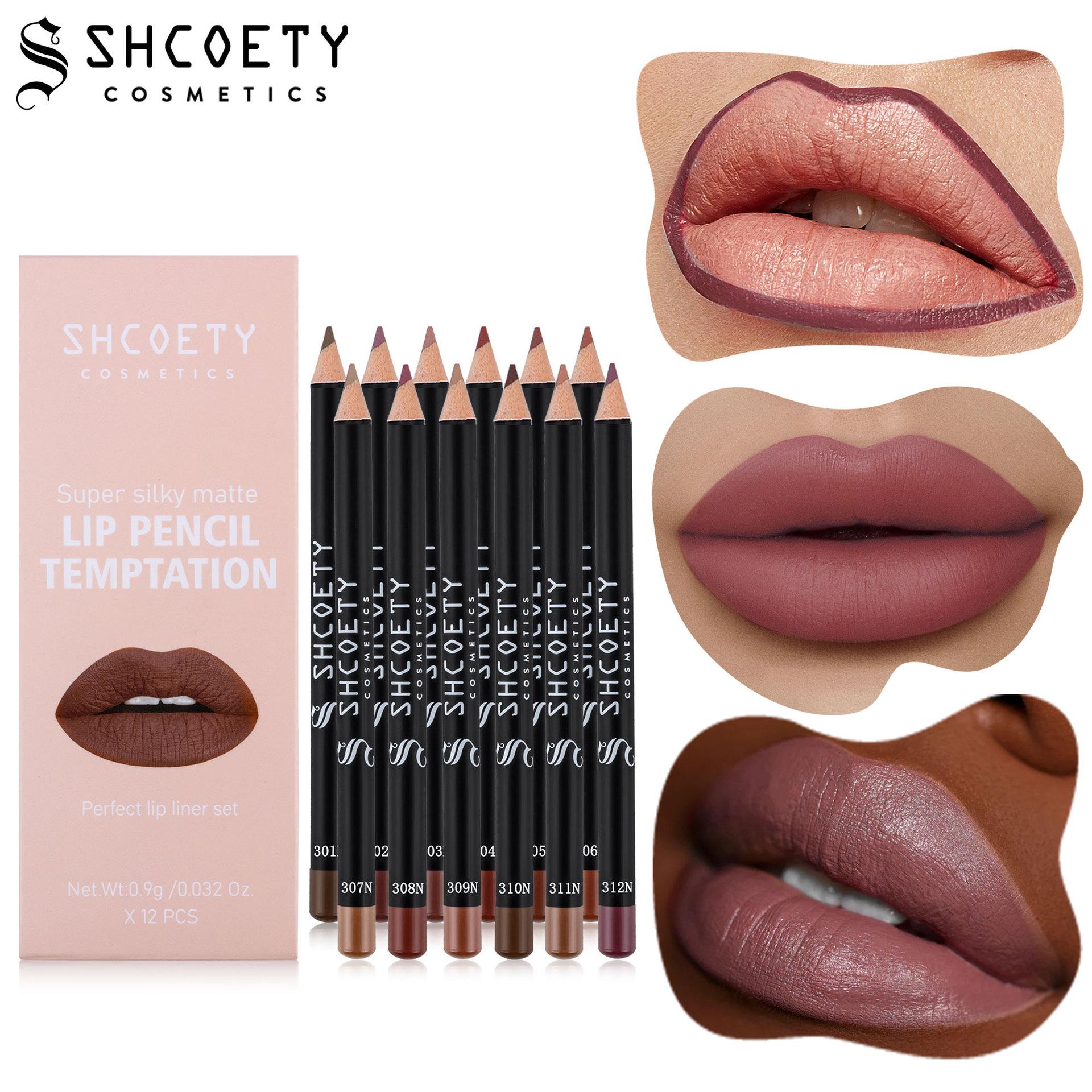 Long Lasting Matte Lip Liner Set, 12pcs/set Waterproof Lip Liner Pencil, Easy Coloring Lipstick Pen, Suitable for All Occasions Lip Makeup, Cosmetic Lip Liner Kit, Lip Liner Stain Peel
