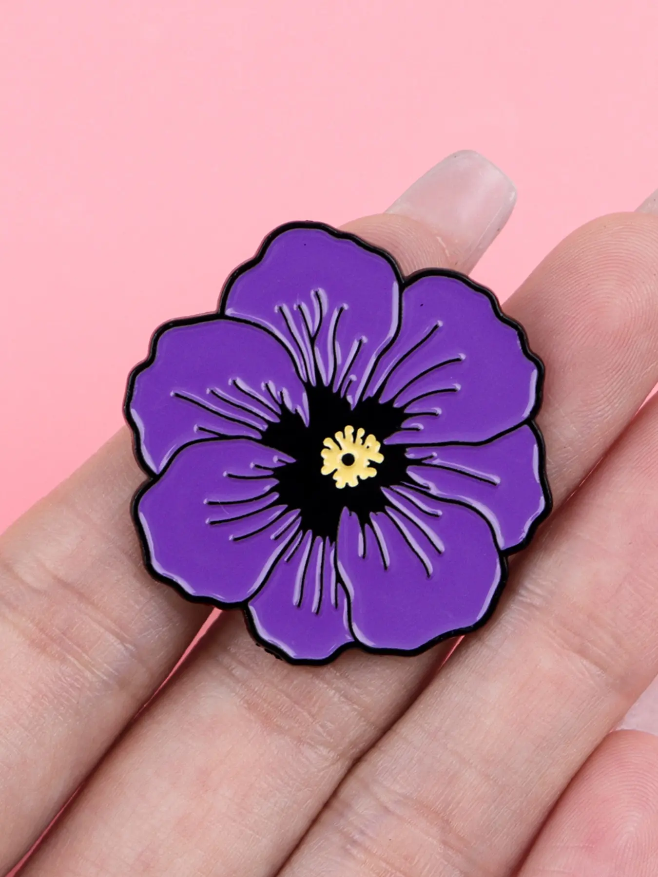 Purple Poppy Enamel Brooch Pin, Unique Zinc Alloy Badge, Fashion Accessory for Backpacks and Clothing, Casual Style, All Seasons, Flower Brooch, Floral Pins, Flower Accessories, Enamel Lapel Pins