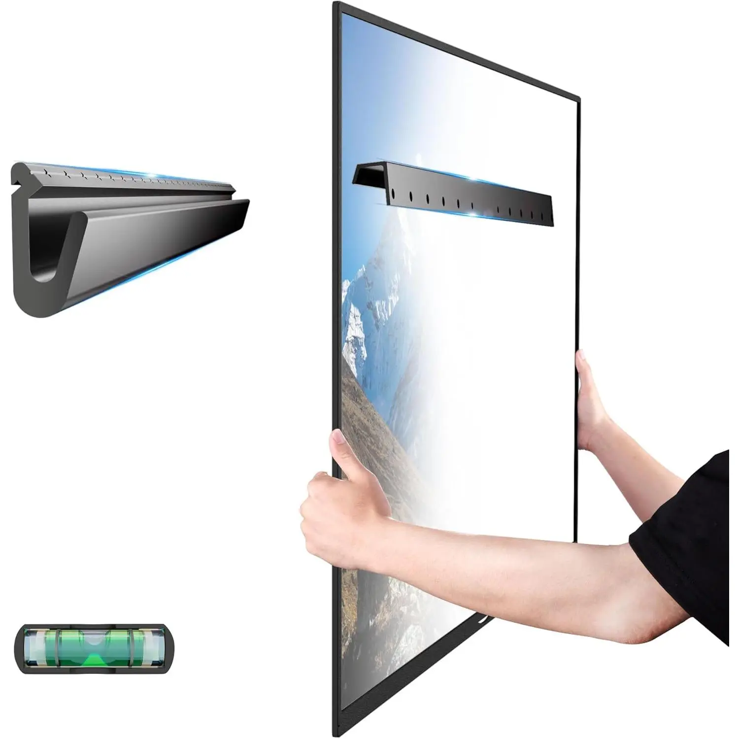 No Drill Drywall TV Mount for  32-75 Inch TVs, Studless TV Wall Mount, No Stud TVs Bracket MAX VESA 600x400mm, Up to 150 lbs, Low Profile Easy Install with  Bubble Level Included