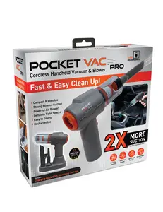 Pocket Vac Pro Cordless Handheld Car Vacuum & Air Blower | 2X Suction Power,  USB-C Rechargeable, Pet Hair Remover, Compact Mini Vacuum Cleaner with Attachments, HEPA Filter, Lightweight Auto Interior Detailing & Home Cleaning Tool - Perfect Gift Idea