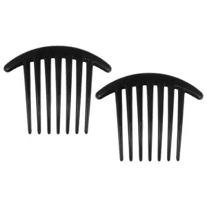 VOCOSTE 2 Pcs French Twist 7 Teeth Comb, Small Side Combs, Teeth Hair Combs Hair Clip Comb, 4.1", Resin, Black