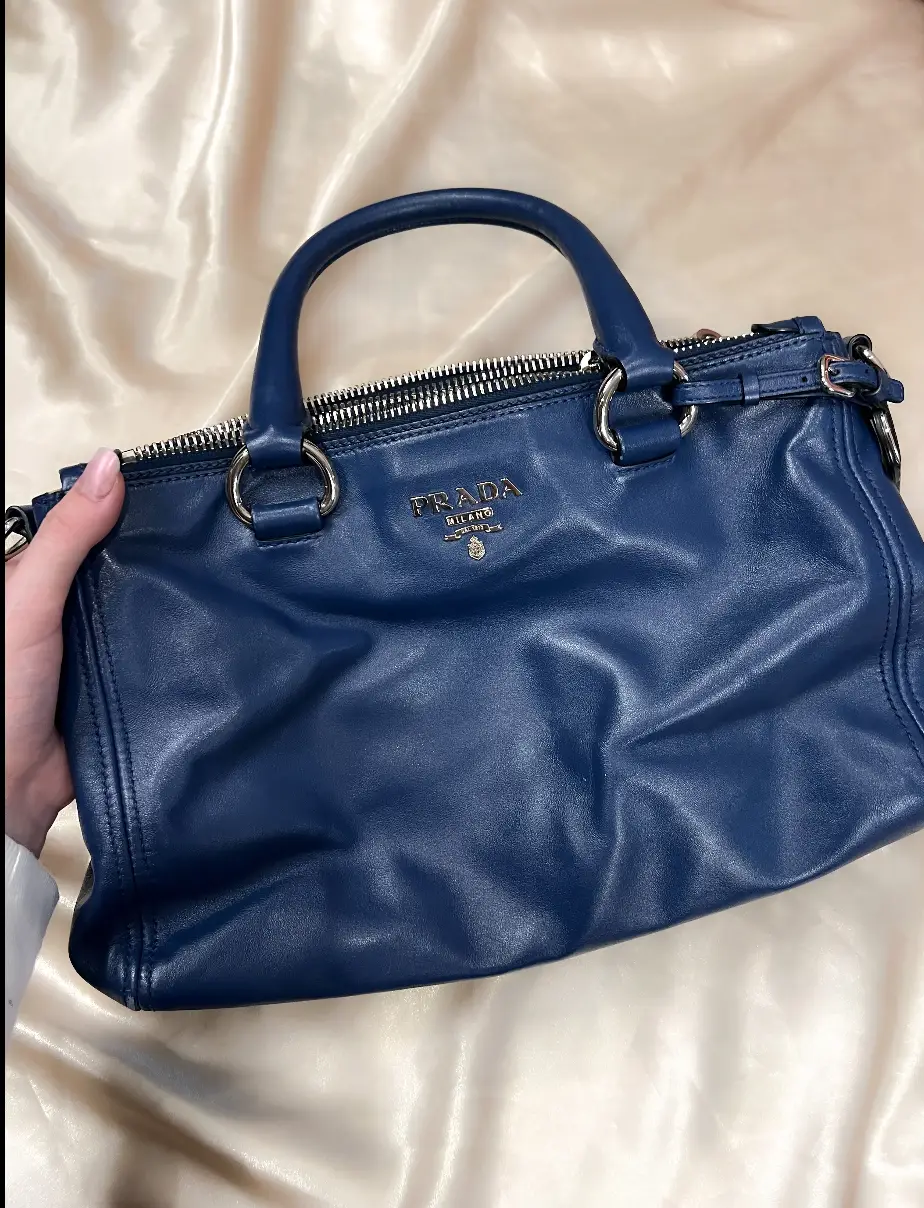 Pre-owned PRADA Leather Crossbody Bags Blue Satchel Bag