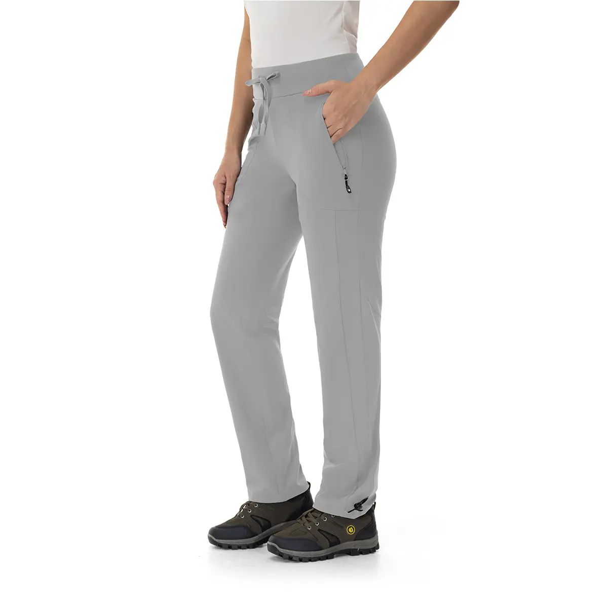 TBMPOY Women's Quick Dry Lightweight Water Resistant Pants - Hiking, Casual Outdoor Joggers Pants with Multiple Integrated Zipper Pockets, Female, Normal Type