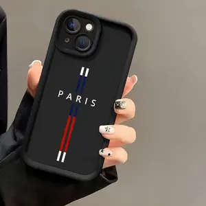 A Black for iphone Cover Featuring The Word "PARIS" Along with a Vibrant Striped Design! Offering a Fun, Straightforward, And Stylish Look for Both Men And Women, Compatible with for iPhone 17 E Air Pro ProMax iPhone16 15 14 Plus 13 12 Mini 11 X XS XR