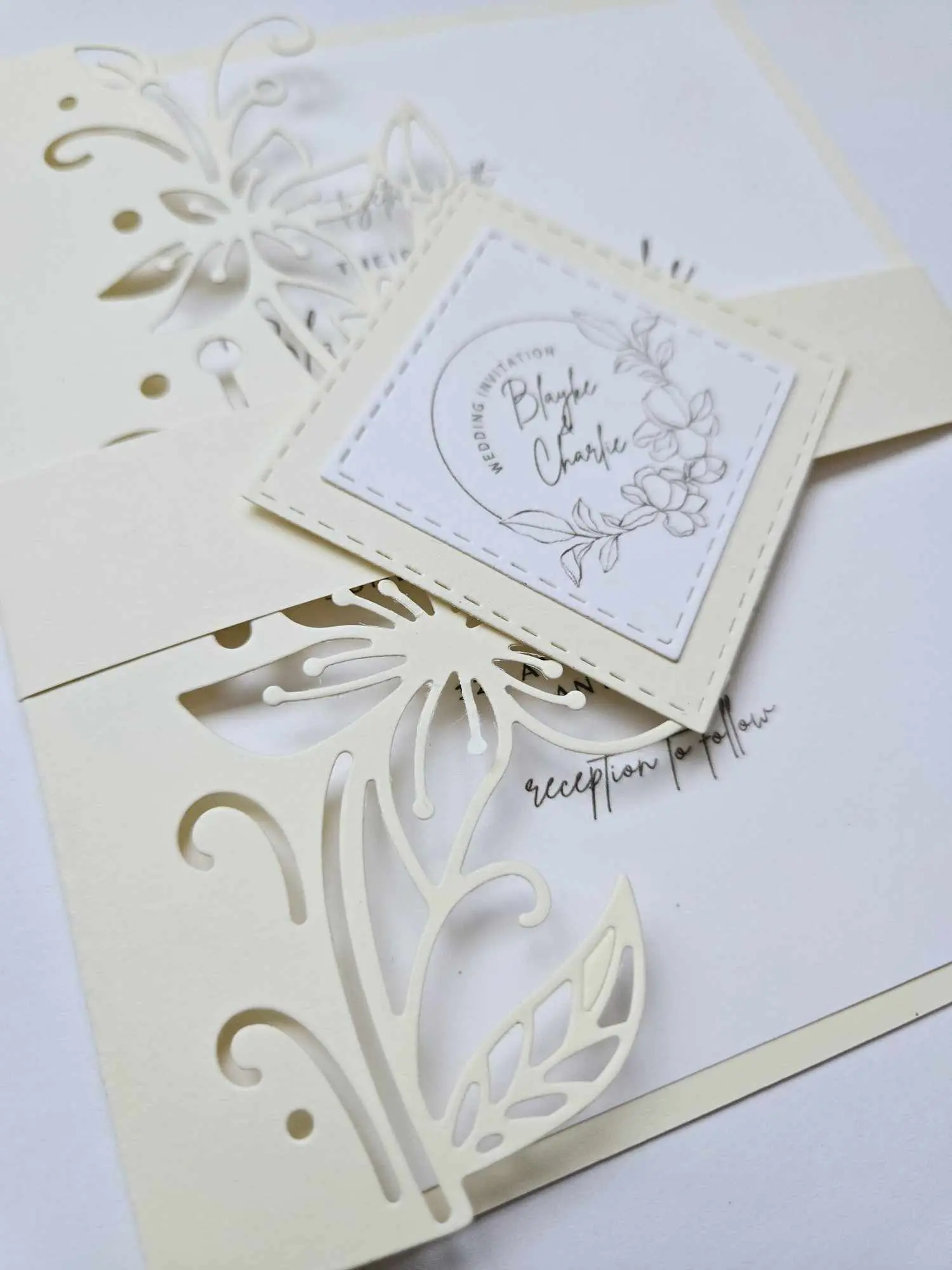 A set 10 pieces of Customized beautiful unique Classy handmade Wedding Invitations, Elegant Invitation with Envelopes