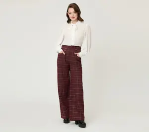 Unique Vintage Burgundy Windowpane Plaid Sailor Ginger Pants