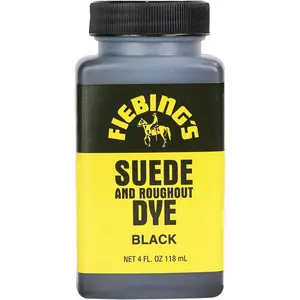 Fiebing's Black Suede Dye (4 oz) - Recolor, Brighten & Restore Suede & Roughout Leather - Includes Wool Dauber for Easy Application- Flexible When Dry