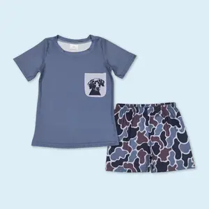 Baby boy dog pocket top camouflage shorts summer clothes
