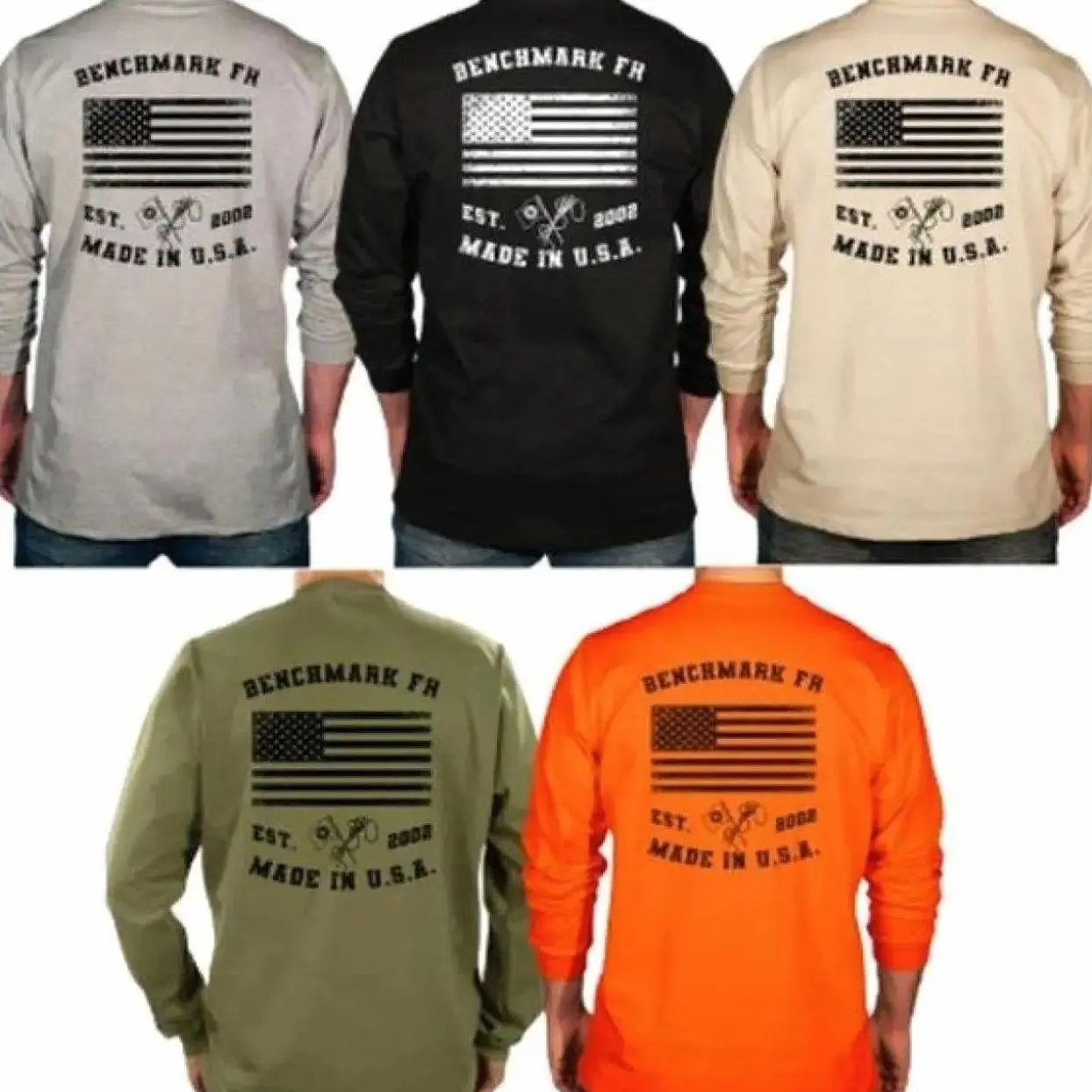 #Benchmark FR Flagship USA Flame Resistant Shirt Sweatshirt, Mens Pullover Printed Shirt, Menswear Graphic Hoodie, Unisex Tshirt 3PM 4C6