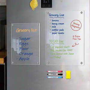 Acrylic Refrigerator Sticker, Erasable Transparent Note Writing Board with Pen, Magnetic Memo Display Board for Home Kitchen