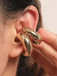 Thick Cylindrical C-Shape Ear Cuffs, No Piercing Ear Clips, Smooth Metal Finish, Women's Jewelry, Fashion Accessory, Non Piercing Earrings, Non Pierced Earrings
