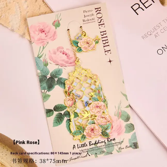 Floral Hollow Metal Bookmark – Elegant Rose Gold Flower Page Marker for Book Lovers & Reader Gifts