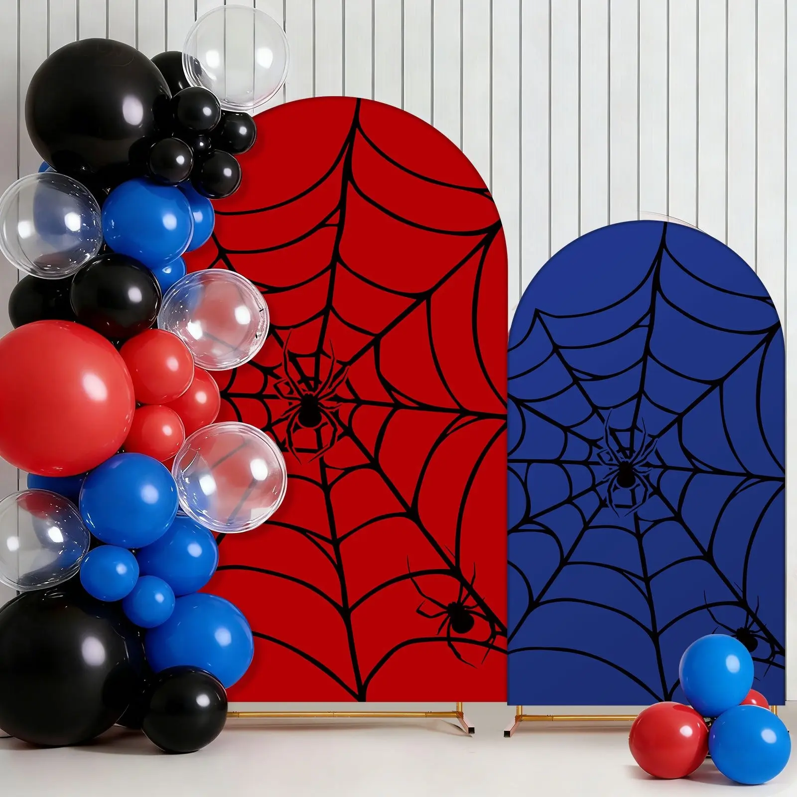 2D Flat, 2 Set Cartoon Arch Covers 6ft 7. 2ft Round Top Backdrop Covers for Cartoon Birthday Shower Party Supplies (Spider)