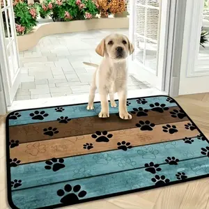 Fashion Pet Paw Print Welcome Mat, Durable, Non-Slip, Quick-Dry, Indoor/outdoor, Suitable for Living Room, Bedroom, Bathroom, Kitchen, Patio, Laundry Room, Washable Door Mat