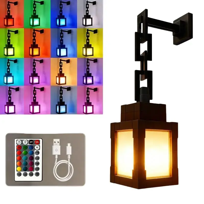 3D-Printed Pixel Soul Gaming Night Light, Rechargeable RGB Lamp with Remote, Easy-to-Assemble Wall Mount, Minecraft-Style Bedroom Home Decor Ornament, Ideal Gift for Gaming Fans #MothersDayGift #SummerGiftForKids
