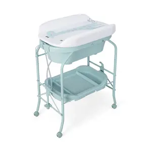 Folding Baby Changing Table with Bathtub and 4 Universal Wheels